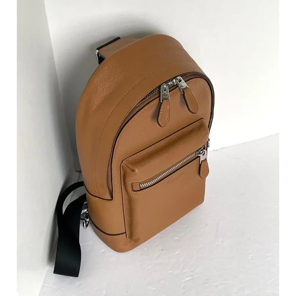 Coach West Pack Brown Pebbled Leather Sling Backpack 2540
